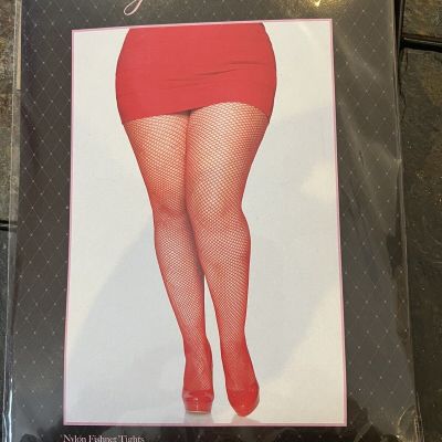 Red Plus Size Leg Avenue Fishnet Tights